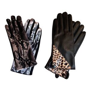 Stylish Black and Animal Print Women's Gloves